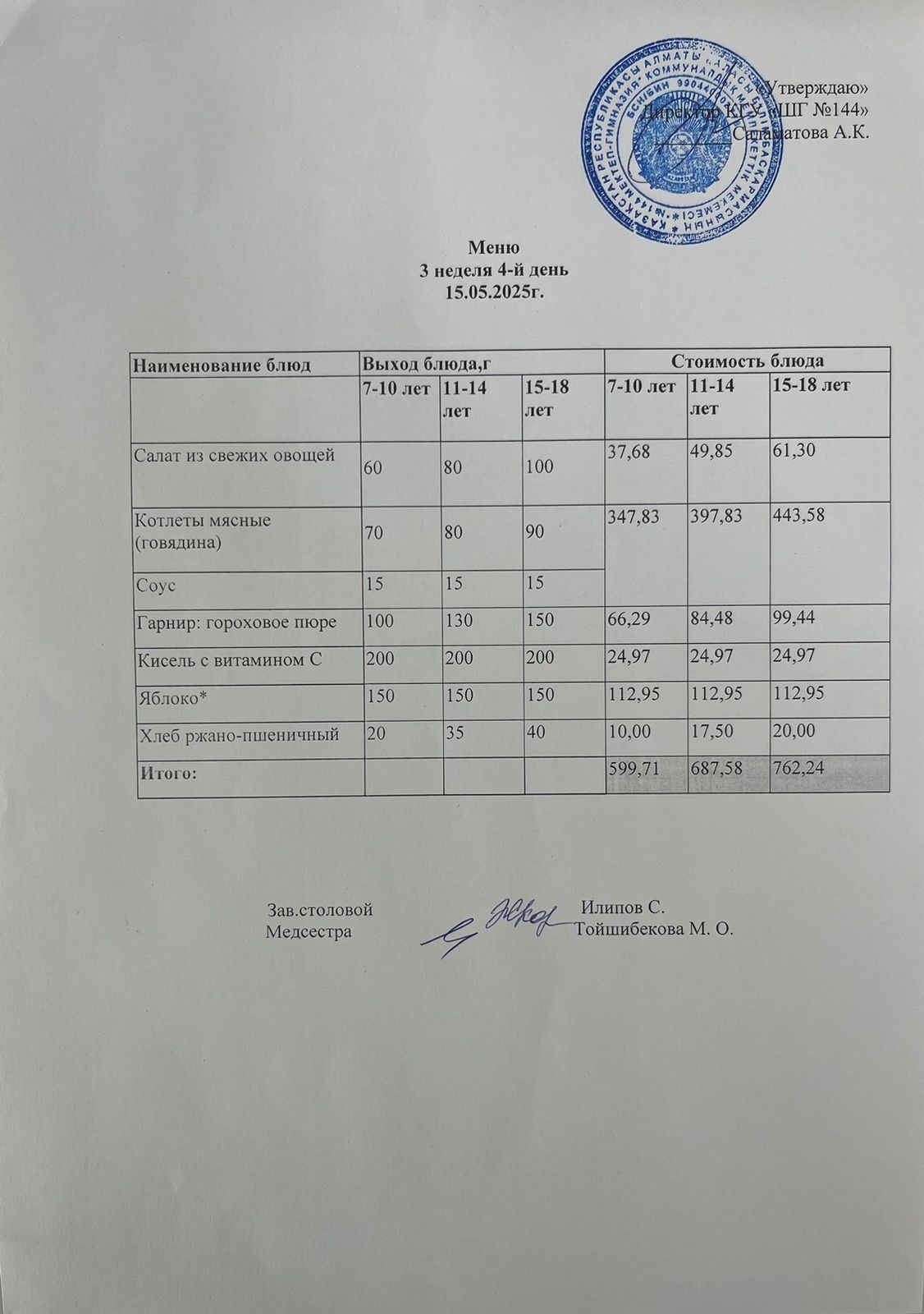 Меню 3 неделя 4-й день