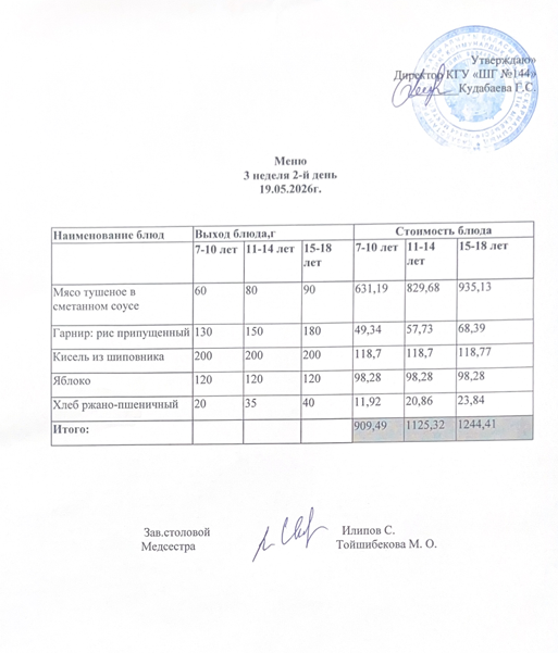 Меню 3 неделя 2-й день